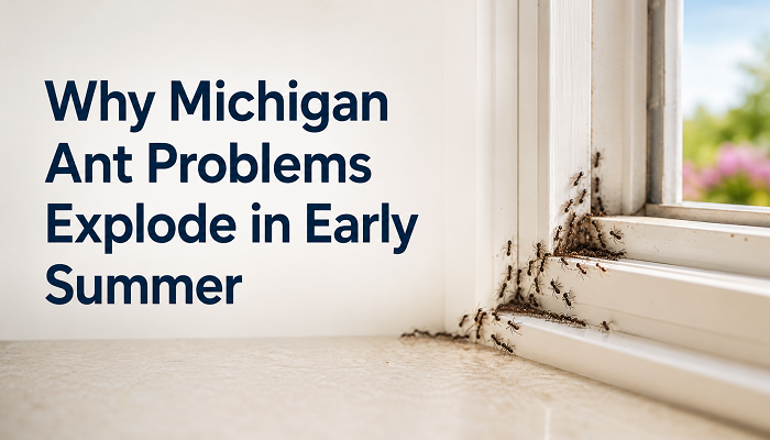 Ant infestation near window in early summer