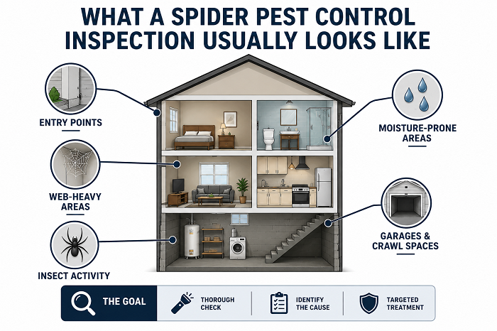 Spider pest control inspection