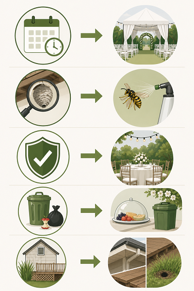 Wasp control infographic for outdoor wedding venues in Michigan.